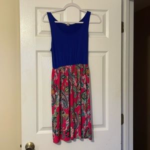 Cute dress with pockets! Pretty sure size is a large. The tag has faded.